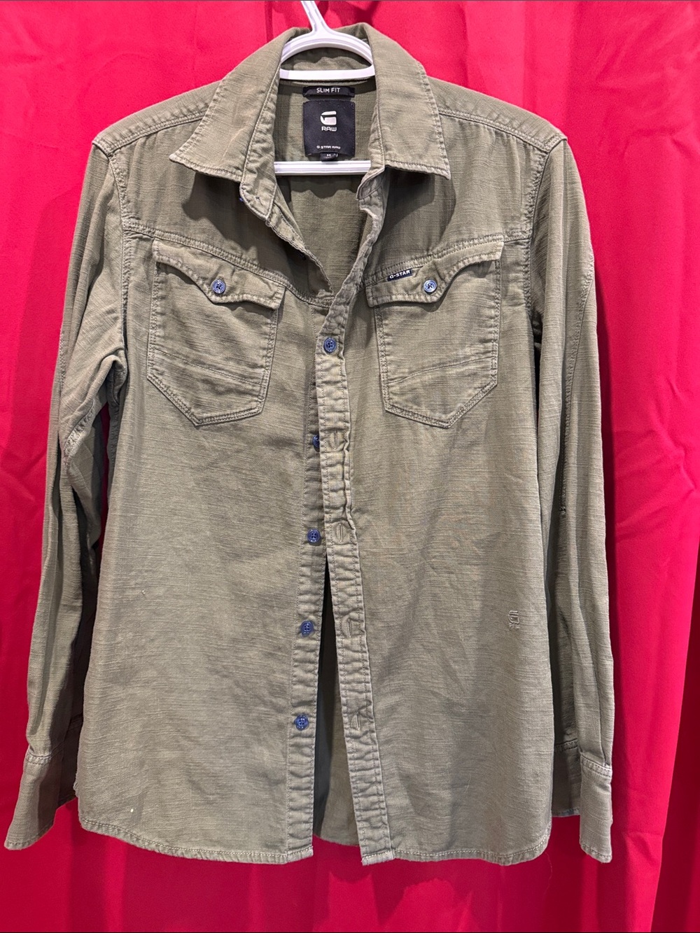G-Star Olive Green Lightweight Button-Front Shirt Jacket